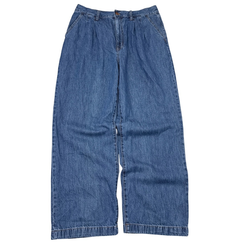 Madewell Wide Leg Flare Jeans in Medium Blue Denim